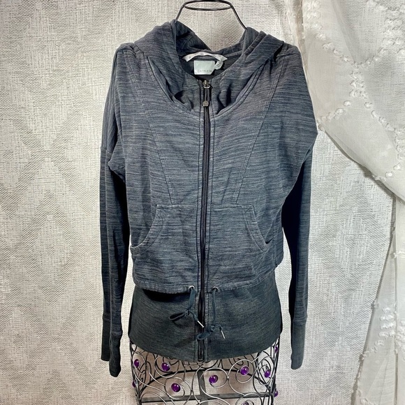 Athleta Tiger Terry grey cinched waist hoodie size S - Picture 3 of 12